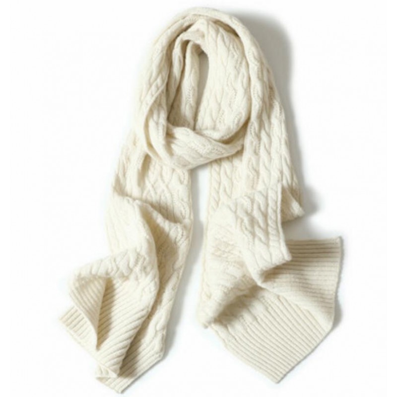 100%Cashmere Scarf Women Men Solid Color Warm Winter Scarfs White